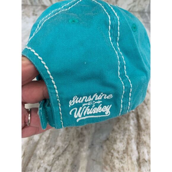 Turquoise Baseball Cap Sunshine and Whiskey monogrammed #hat #distressed - Picture 2 of 4